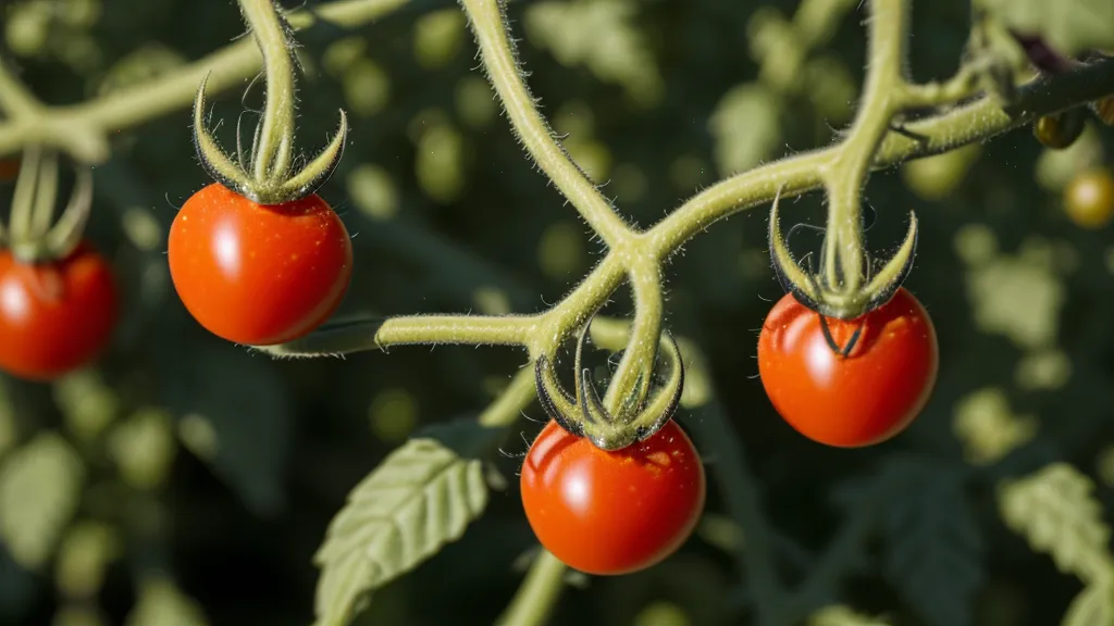 Un tomate cherry madurando en una maceta en un balcón de Barcelona.