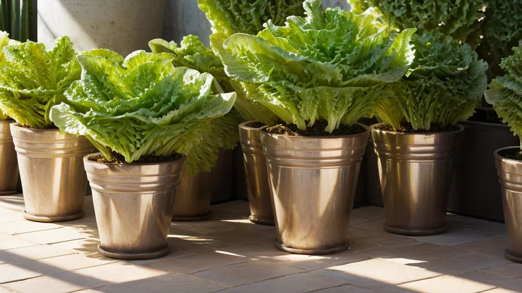 Lechuga espigada en maceta debido al exceso de calor en un balcón